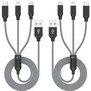 JJDSNL 3-in-1 Multi Charging Cable – 4ft, 2 Pack
